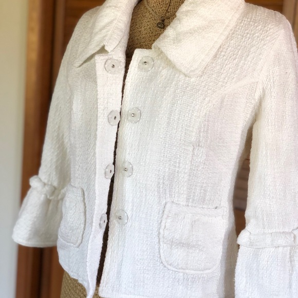 Wet Seal | Y2K White Cropped Tweed Blazer | Medium - Picture 2 of 13